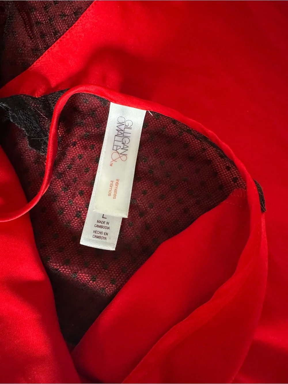 Gilligan & O'Malley Red Satin Slip with Black Trim